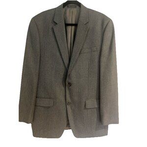 Michael Kors Jacket Mens 42L Gray Herringbone Two Button Blazer Suit Coat Career